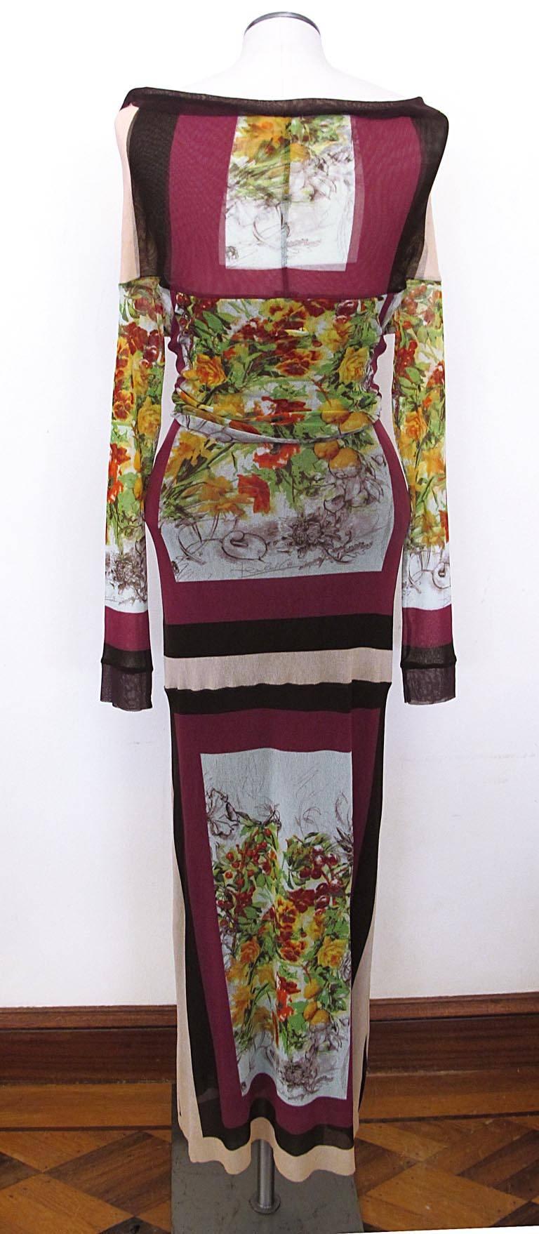 Jean Paul Gaultier Floral Stretch Dress In Excellent Condition For Sale In San Francisco, CA