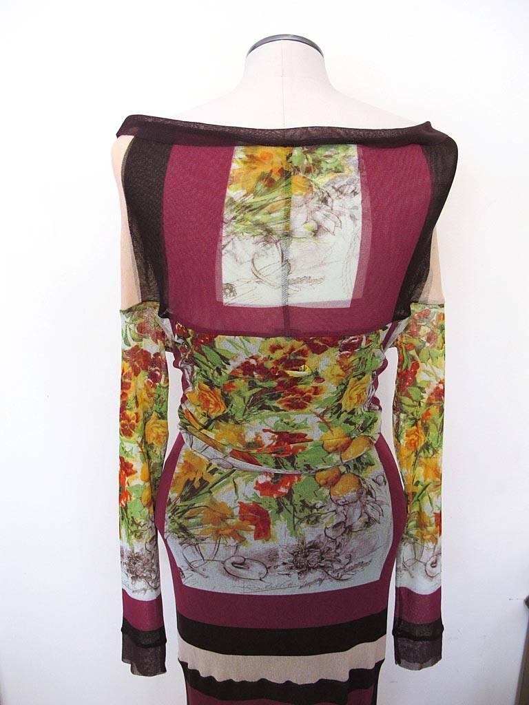 Jean Paul Gaultier Floral Stretch Dress For Sale 1