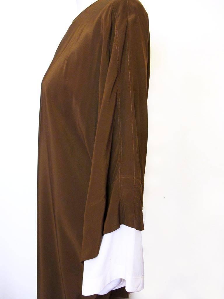 Brown 1980's Gianni Versace Vicuna and Ivory Silk Caftan For Sale
