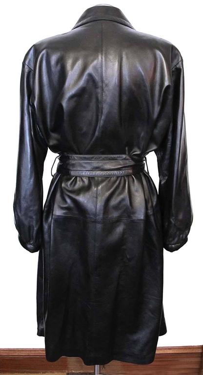 Collectable 1980's Yves Saint Laurent Black Leather Trench Coat For ...
