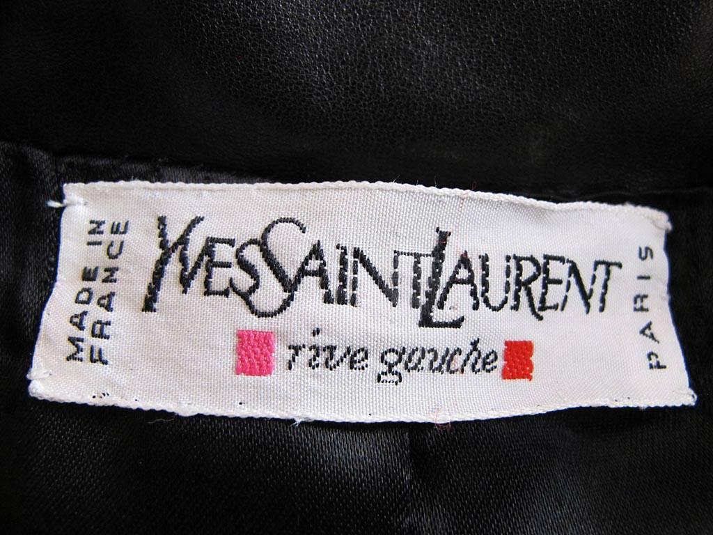 Collectable 1980's Yves Saint Laurent Black Leather Trench Coat For Sale 3