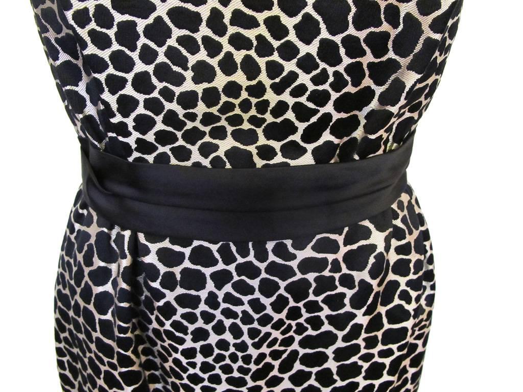 Galanos Black and White Giraffe Print Sleeveless Dress with Matching Jacket For Sale 5