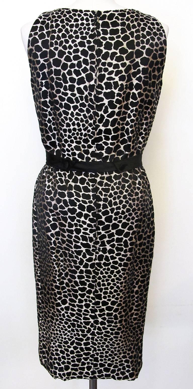 Galanos Black and White Giraffe Print Sleeveless Dress with Matching Jacket For Sale 3