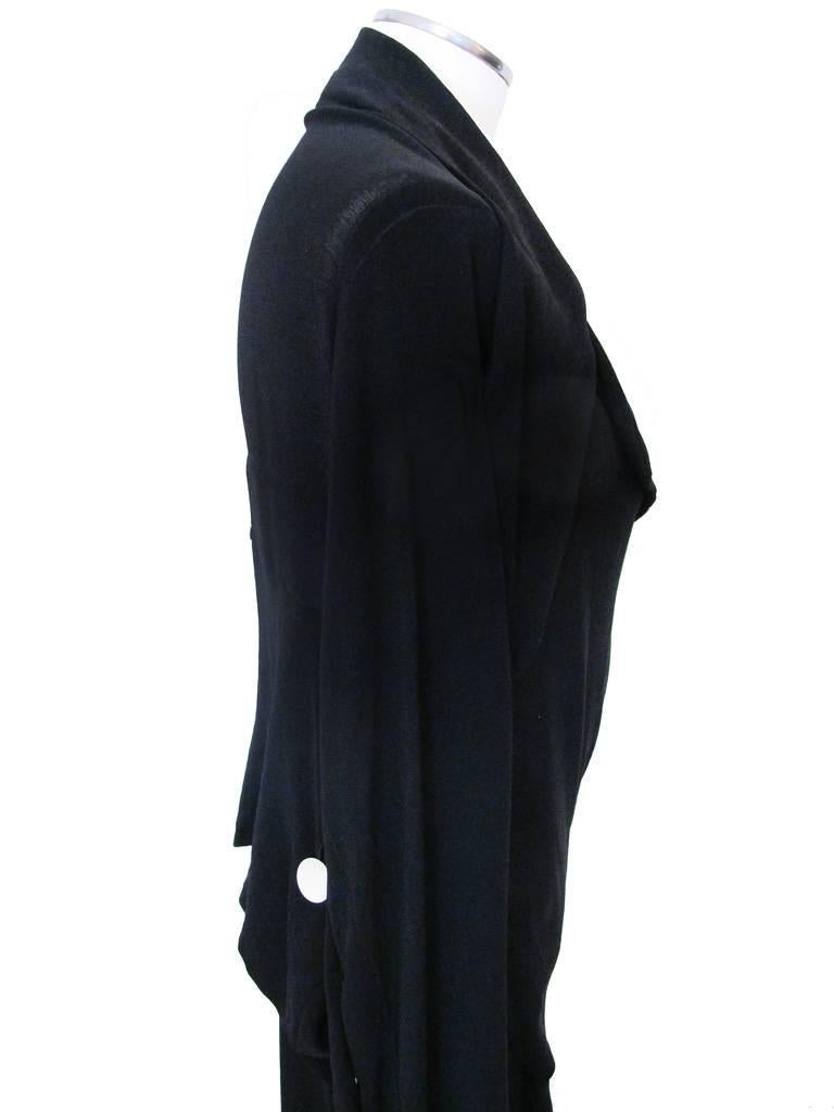 Women's Yohji Yamamoto Long-Sleeved Black Dress with White Button Detail For Sale