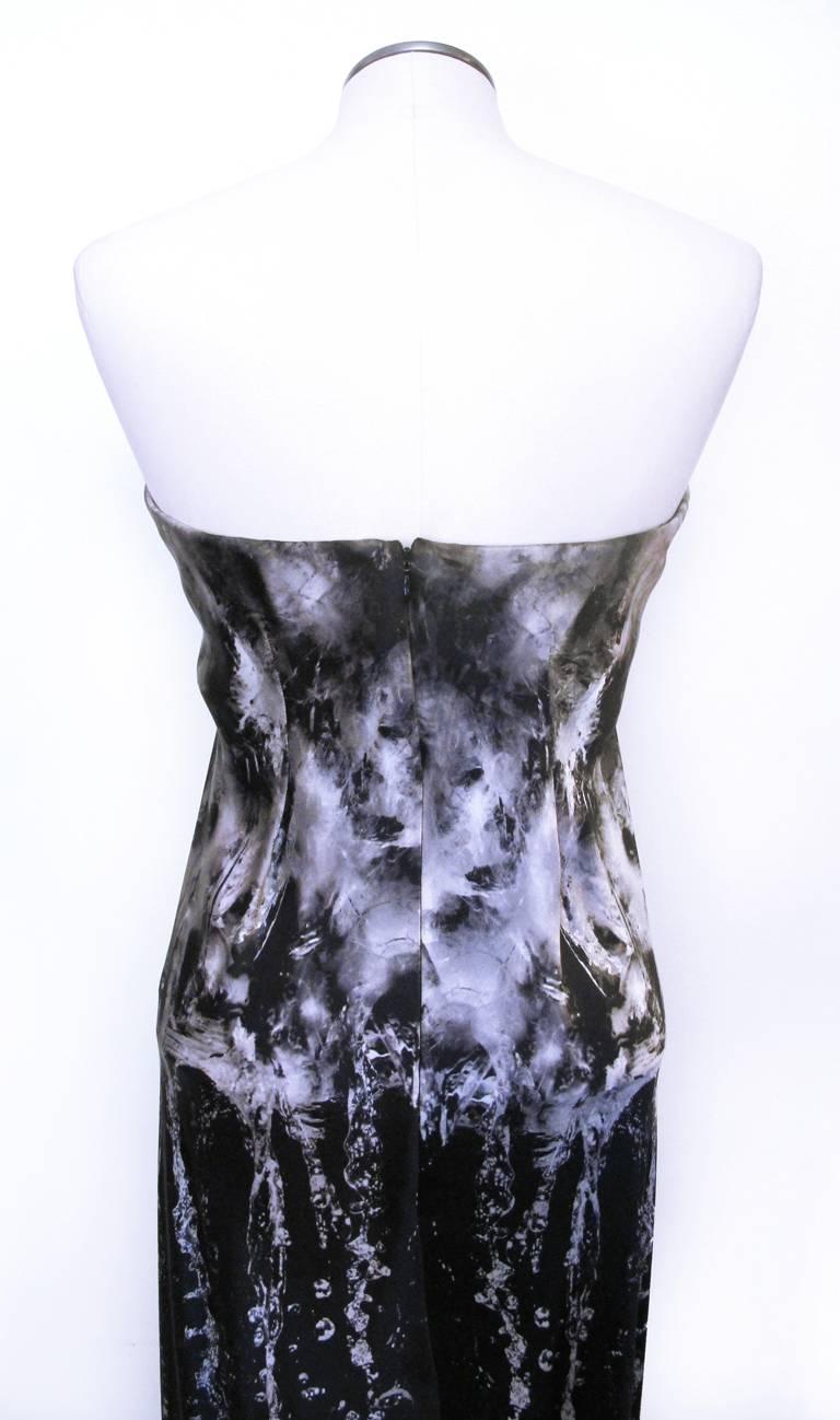 Alexander McQueen Ice-To-Water Print Strapless Evening Gown In Excellent Condition For Sale In San Francisco, CA