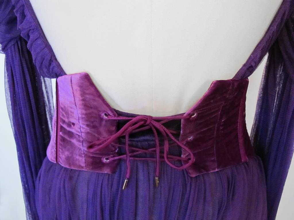 New 2010 Tom Ford Rushed Purple Cocktail Dress with Velvet Corset For Sale 2
