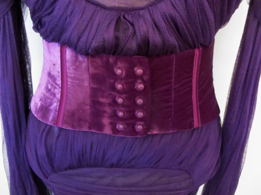 New 2010 Tom Ford Rushed Purple Cocktail Dress with Velvet Corset In Excellent Condition For Sale In San Francisco, CA