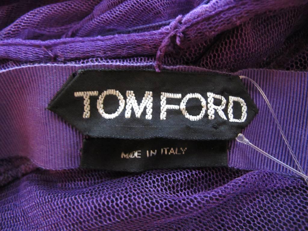 New 2010 Tom Ford Rushed Purple Cocktail Dress with Velvet Corset For Sale 4