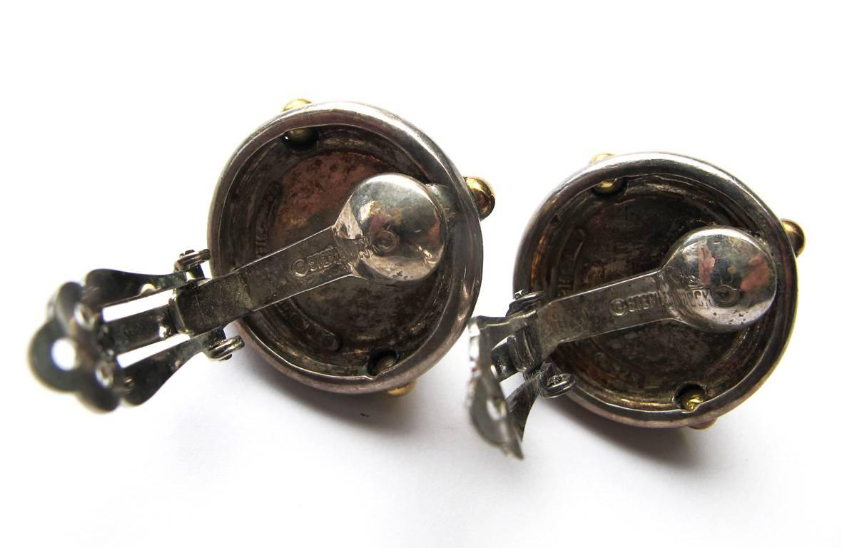1980's Stephen Dweck Mabe Pearl and Sterling Silver Clip Earrings For Sale 2