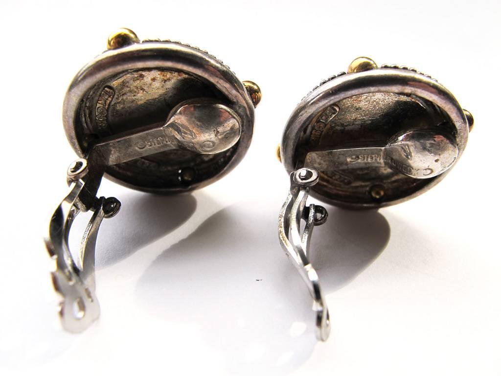 1980's Stephen Dweck Mabe Pearl and Sterling Silver Clip Earrings For Sale 1