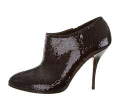 New Gucci Black Sequin-Embellished Booties