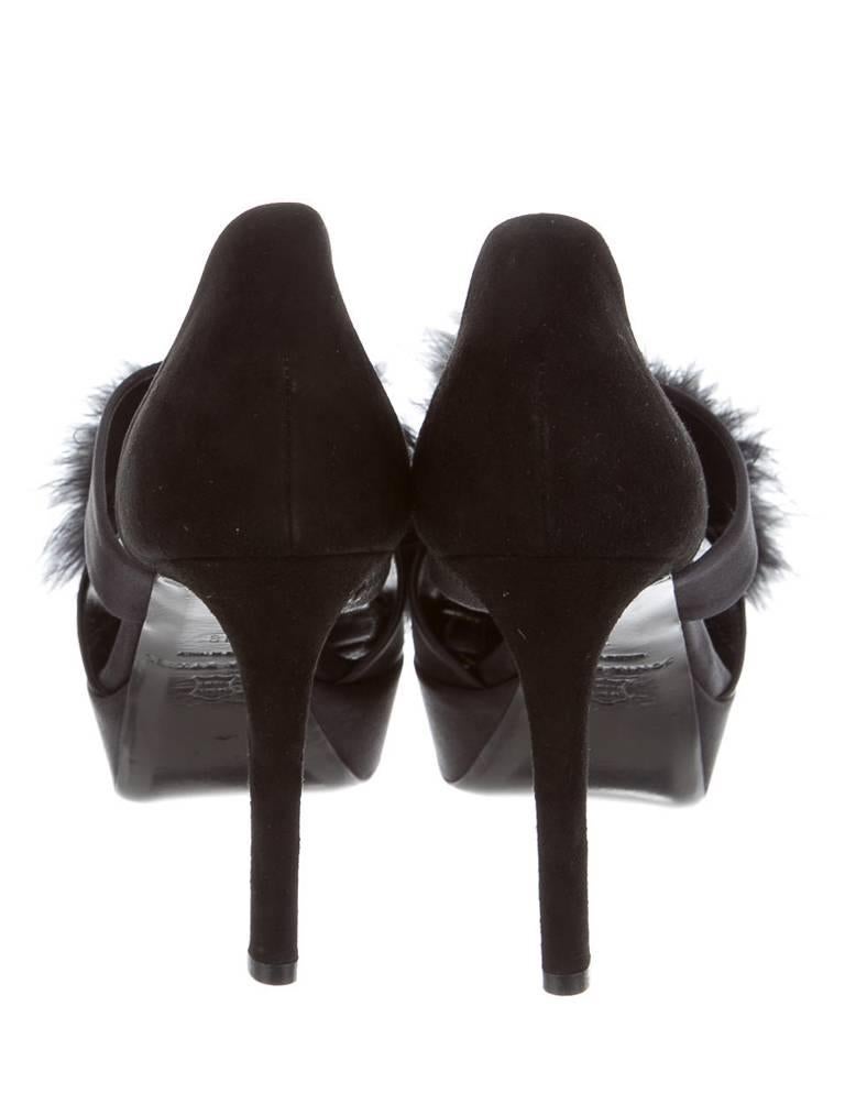 Women's New Sonia Rykiel Feather-Trimmed Peep-Toe Pumps For Sale