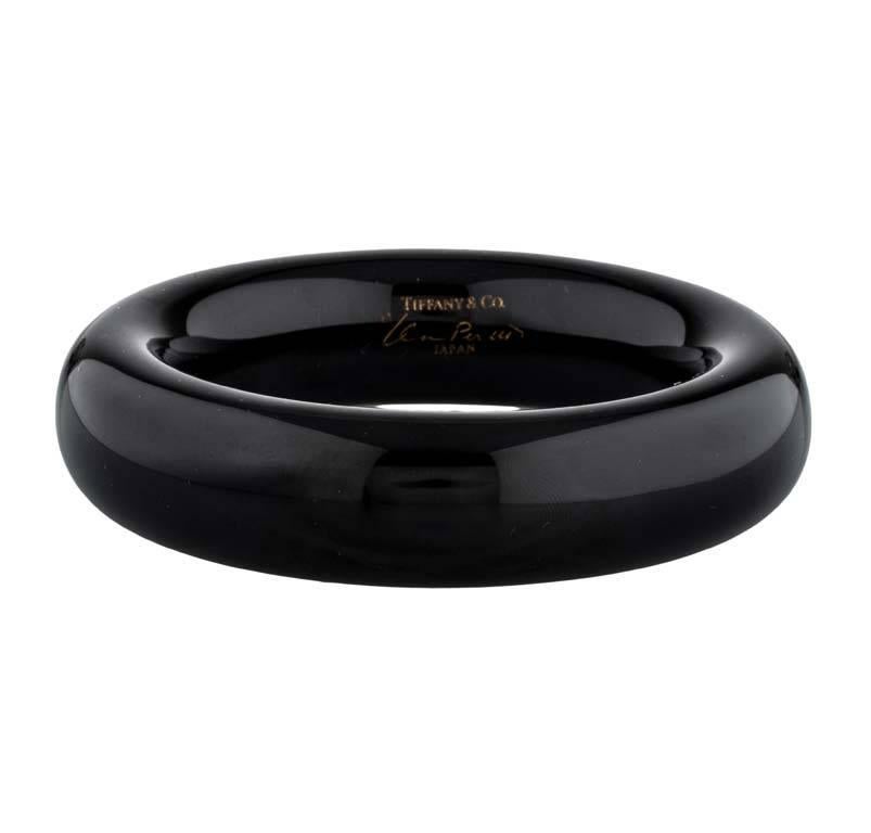 Tiffany Elsa Peretti Black Lacquered Wood Bangle For Sale