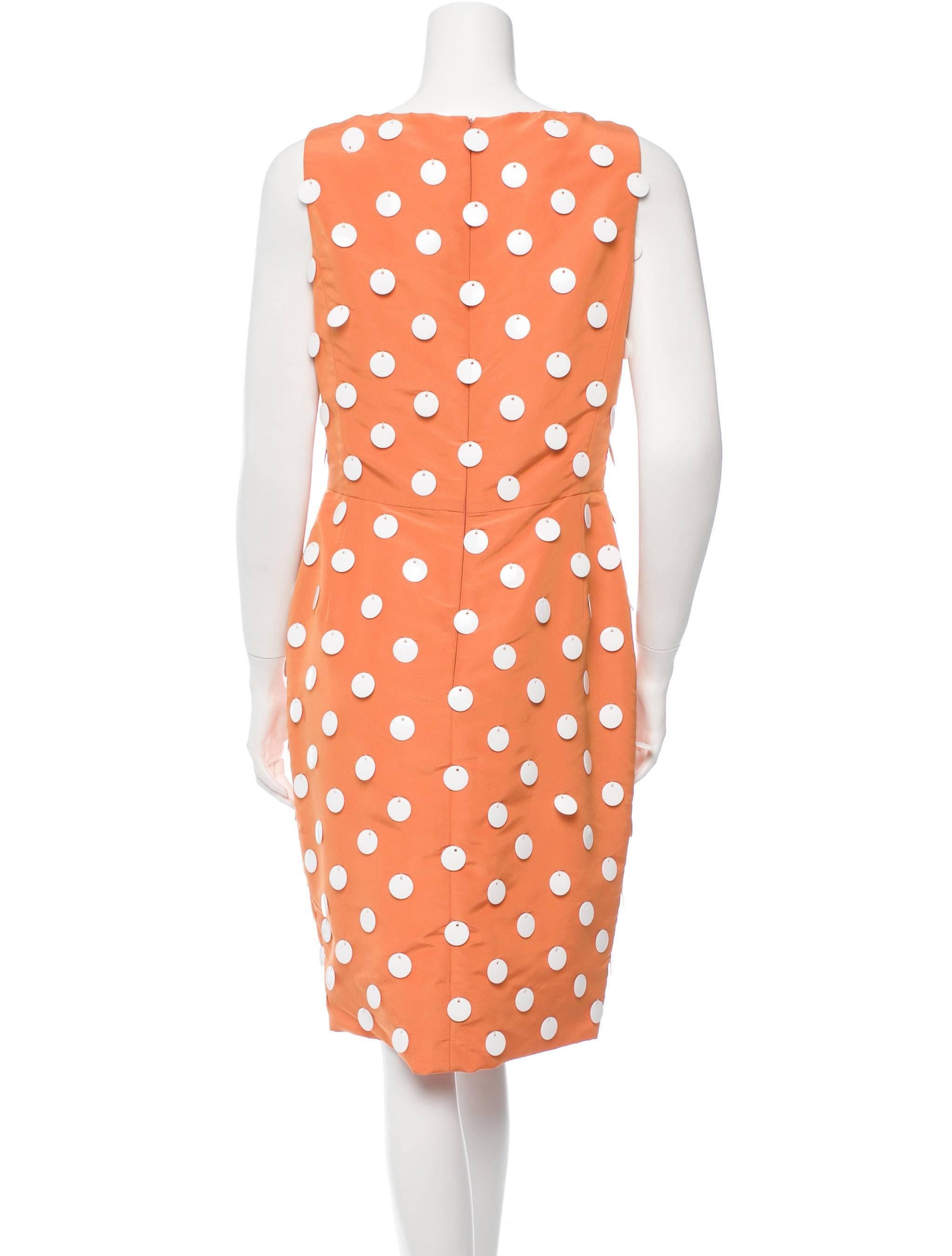 Orange Oscar de la Renta Silk Taffeta Dress with Pailettes For Sale