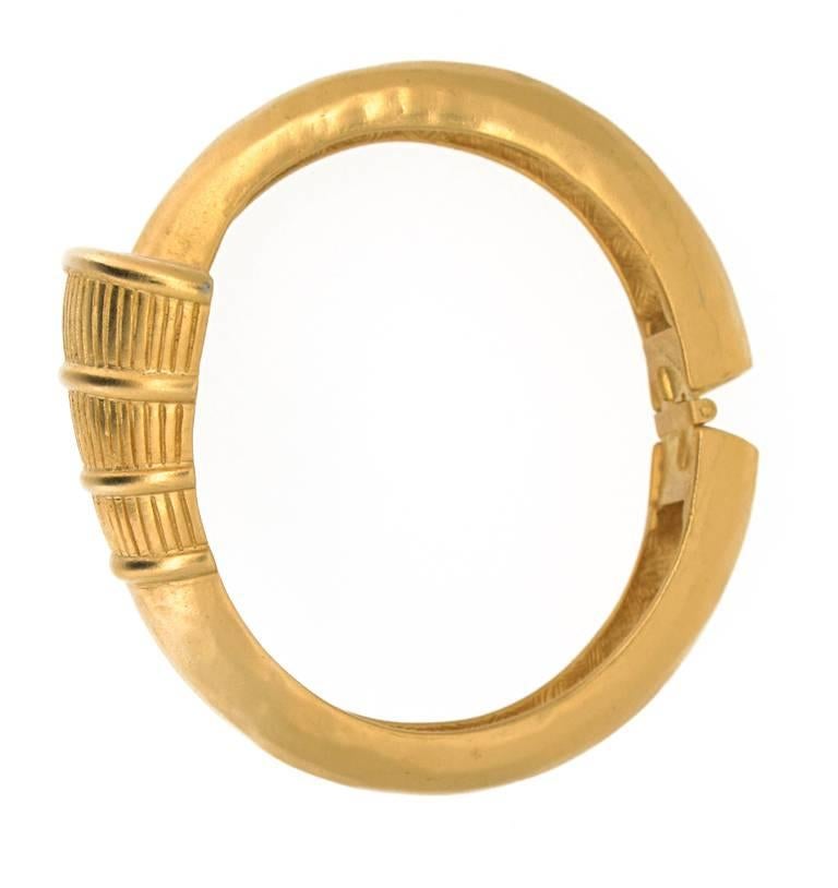 Women's 1980's Givenchy Gold Plated French Horn Clamper Bracelet