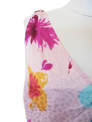 Escada Pink Multicolor Silk Floral Leopard Print Silk Blouse and Skirt Set