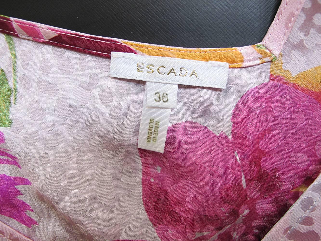 Men's Escada Pink Multicolor Silk Floral Leopard Print Silk Blouse and Skirt Set For Sale