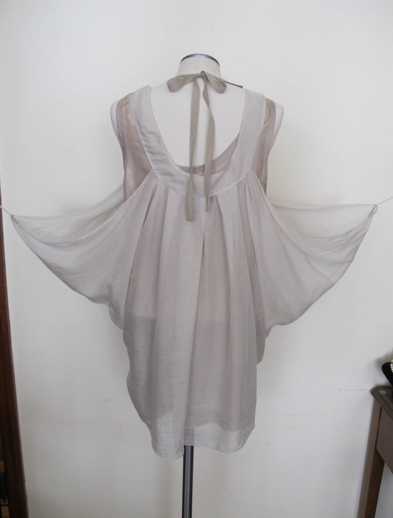 Vera Wang Light Taupe Jeweled Blouse For Sale 2