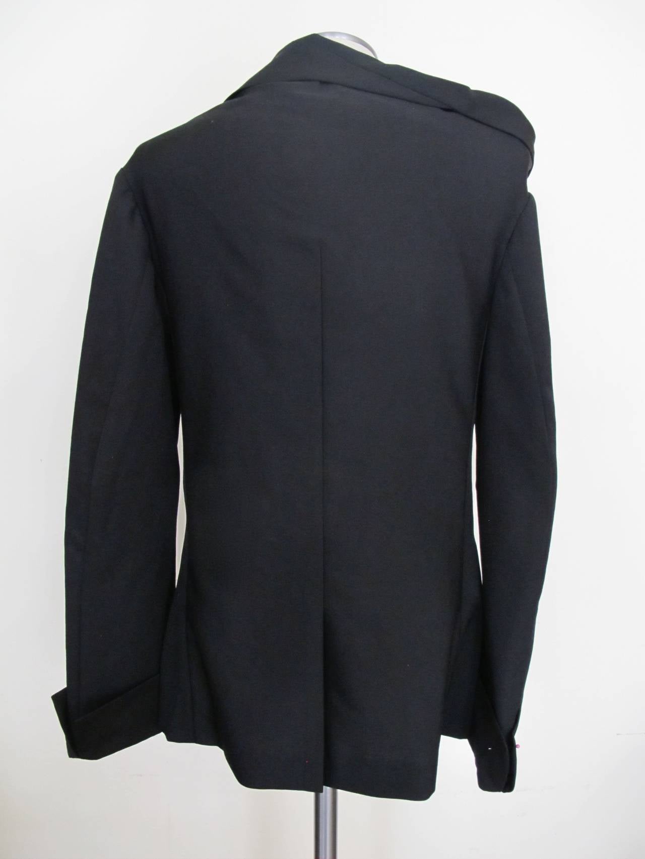 Yohji Yamamoto Black Asymmetrical Jacket In Excellent Condition For Sale In San Francisco, CA