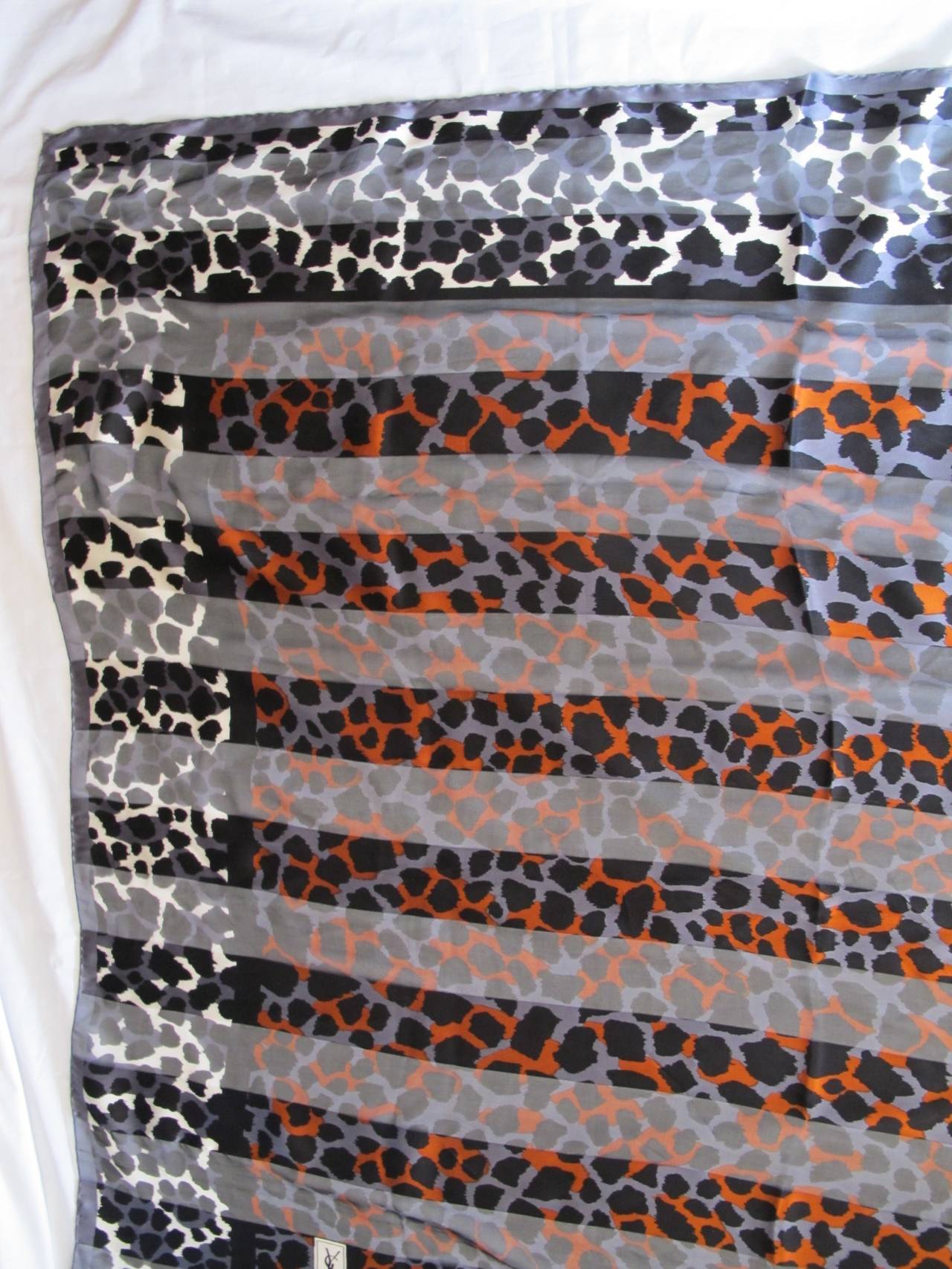 Yves St. Laurent Leopard Large Silk Scarf-Shawl In New Condition For Sale In San Francisco, CA