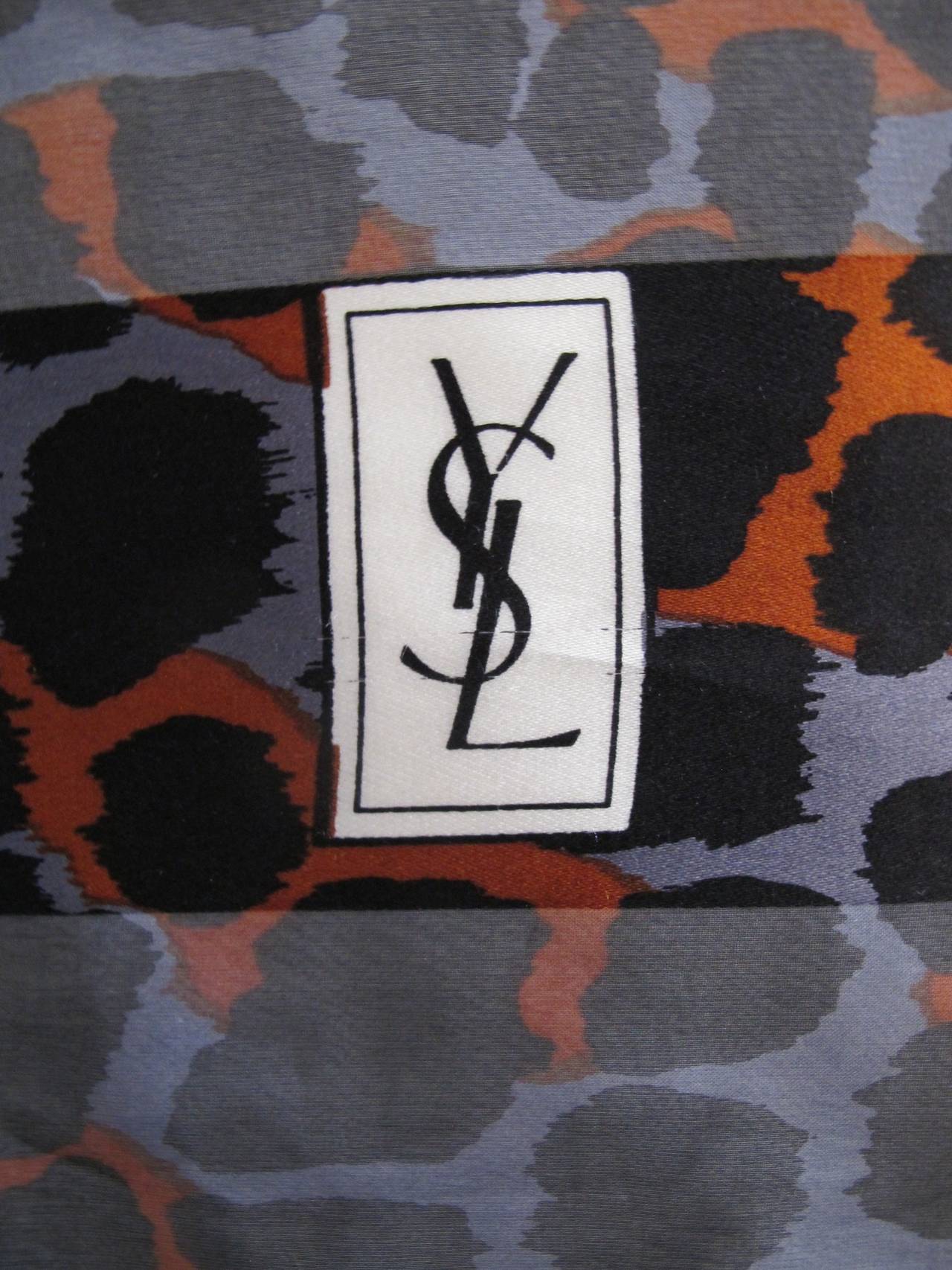 Yves St. Laurent Leopard Large Silk Scarf-Shawl For Sale 1