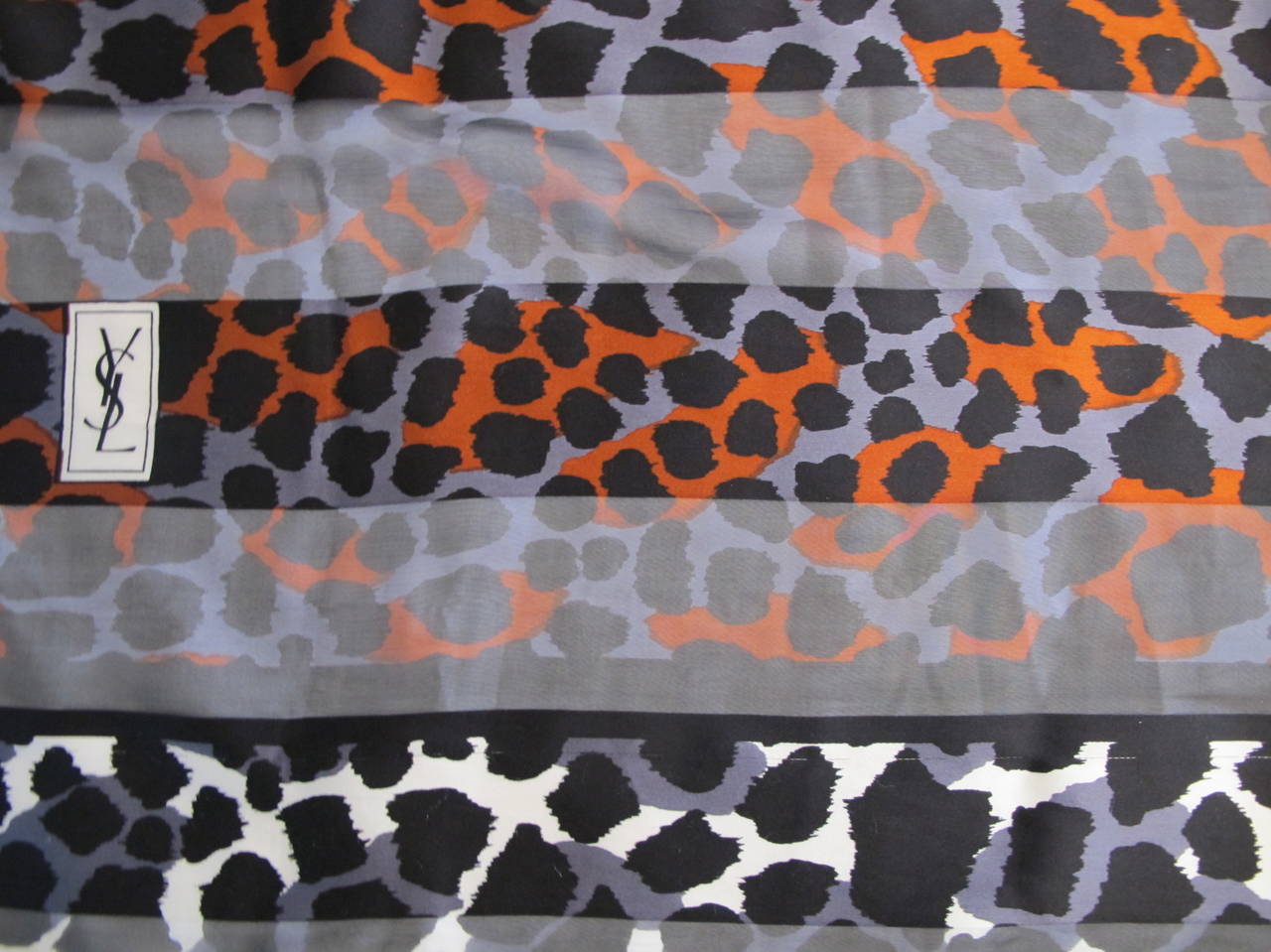 Yves St. Laurent Leopard Large Silk Scarf-Shawl For Sale 2