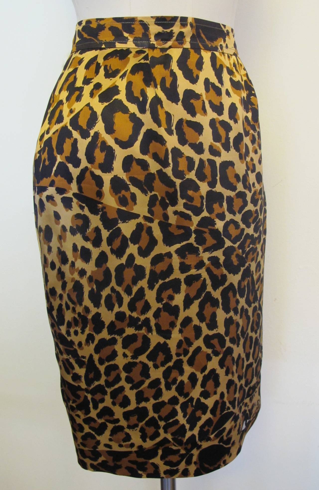 Women's Saint Laurent Rive Gauche Leopard Skirt