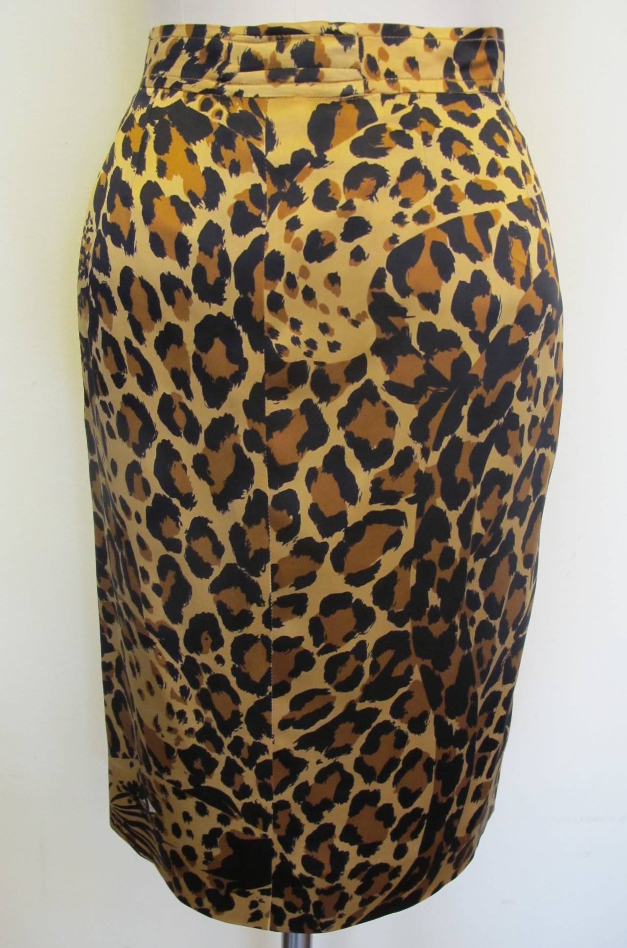 Saint Laurent Rive Gauche Leopard Skirt 1