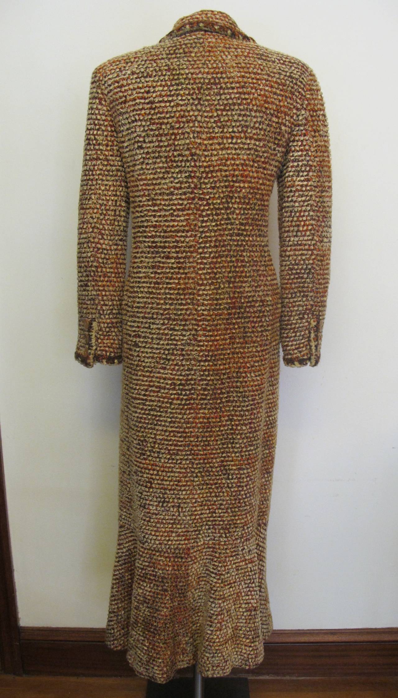 Brown 2001 Chanel Chenille Long Coat For Sale