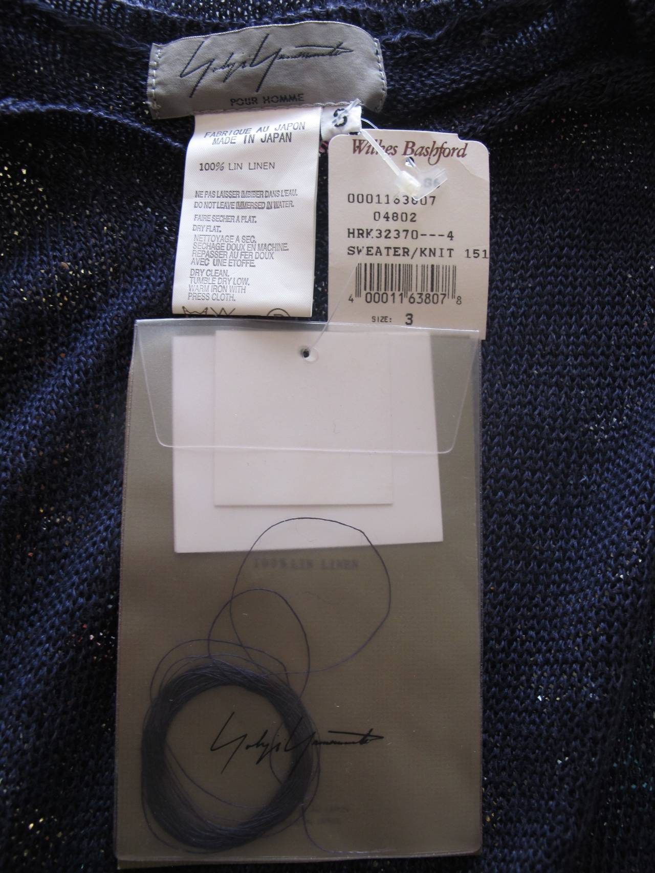 New 1980's Yohji Yamamoto Unisex Navy Sweater For Sale 4
