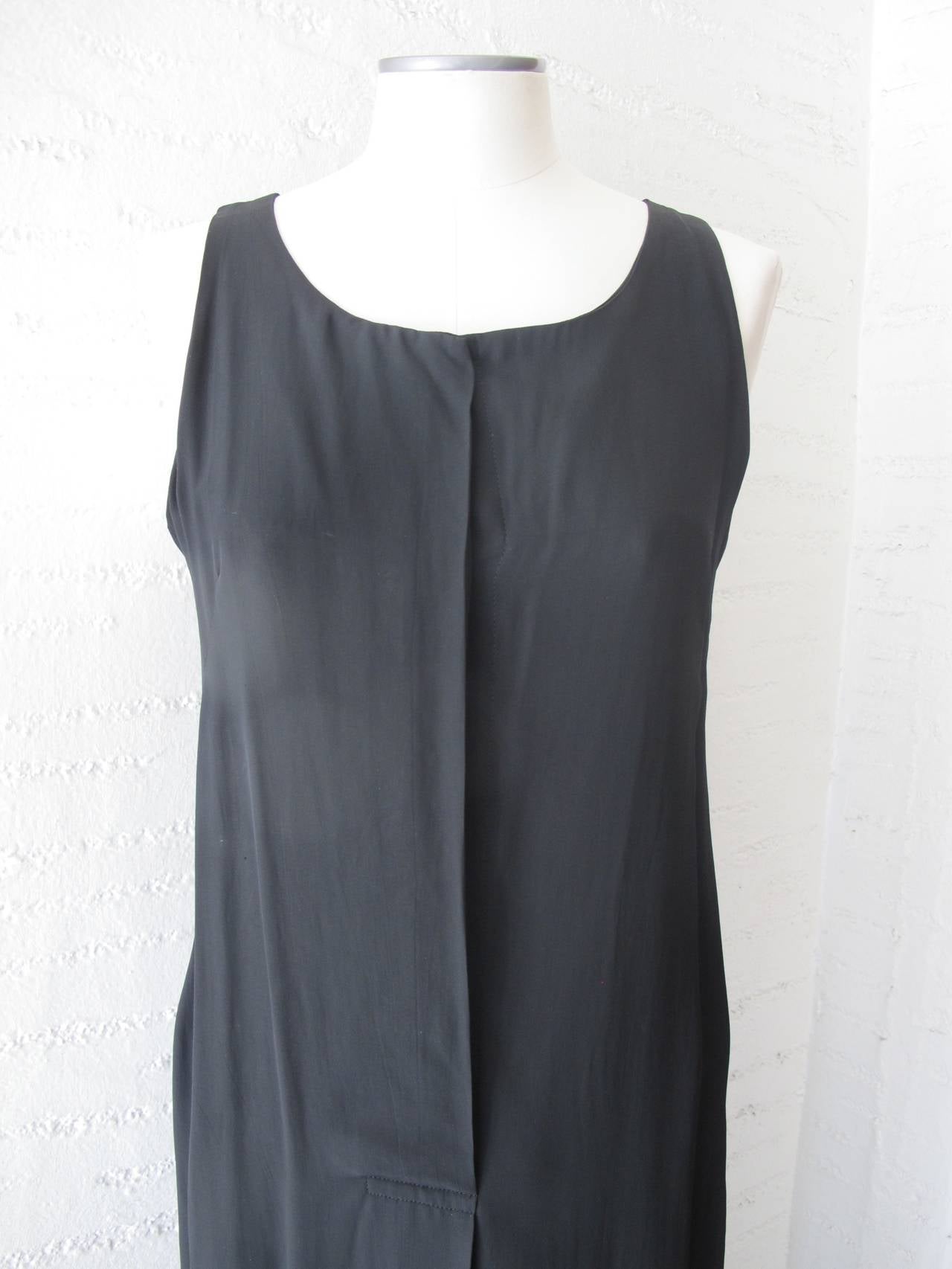 New 1980's Yohji Yamamoto Sleeveless Long Black Dress For Sale 1
