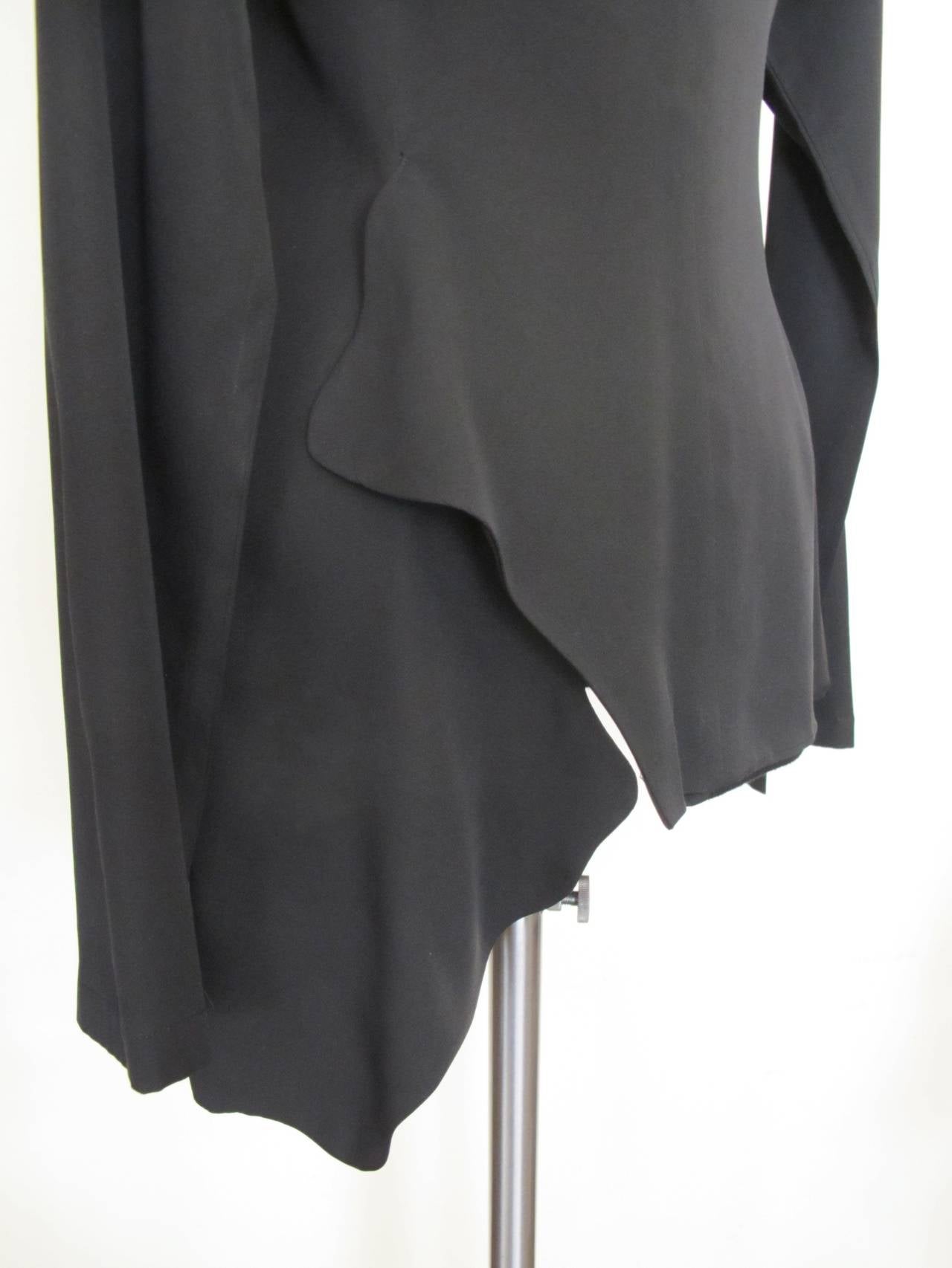 Yohji Yamamoto Black Raglin Sleeve Asymmetrical Jacket For Sale 3