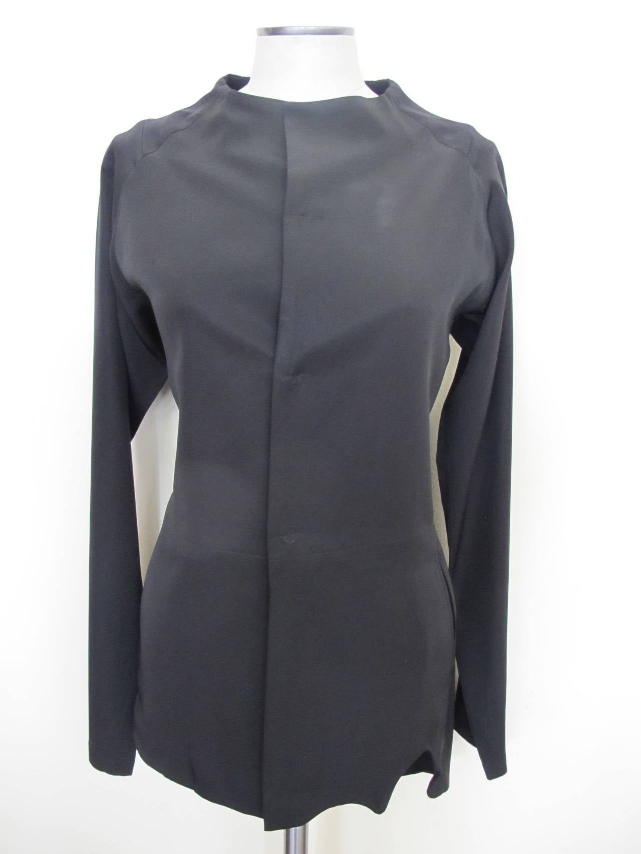 Yohji Yamamoto Black Raglin Sleeve Asymmetrical Jacket In Excellent Condition For Sale In San Francisco, CA