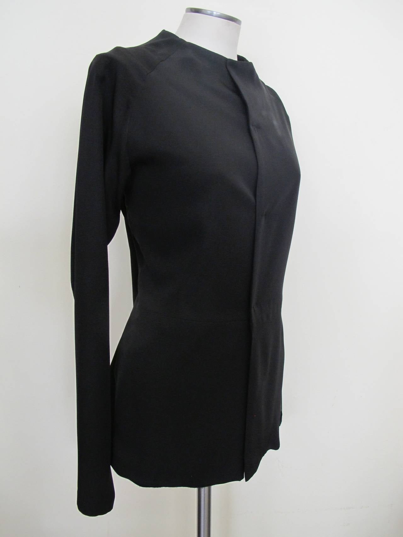 Yohji Yamamoto Black Raglin Sleeve Asymmetrical Jacket For Sale 1