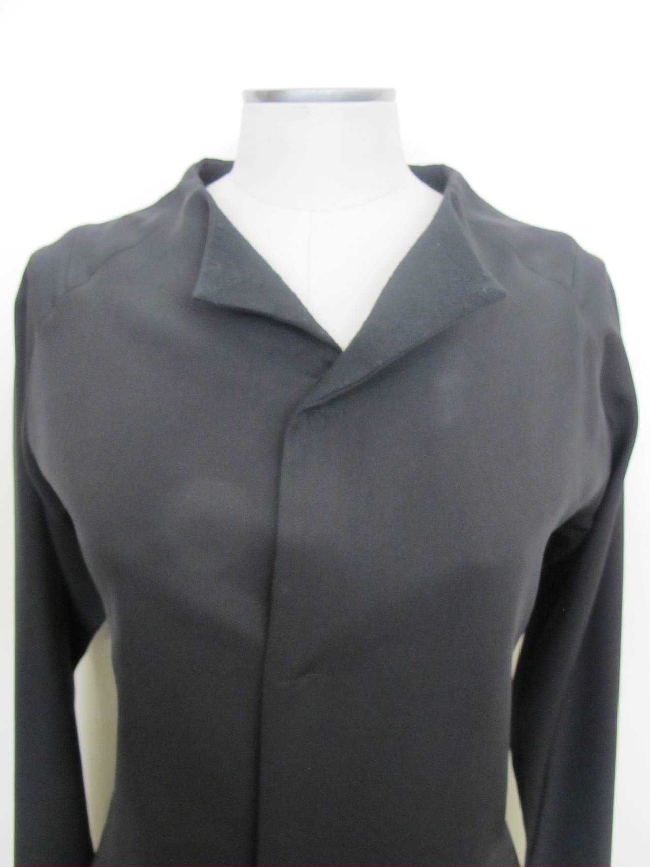 Yohji Yamamoto Black Raglin Sleeve Asymmetrical Jacket For Sale 4