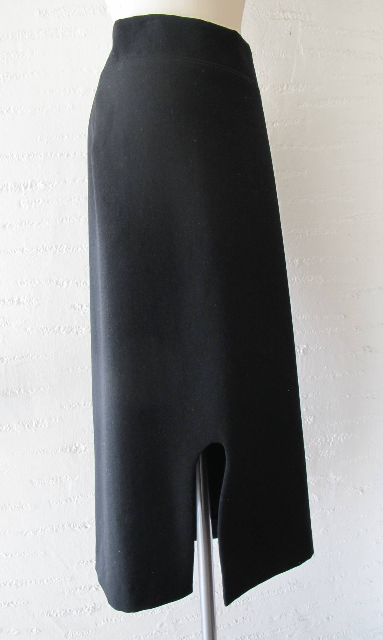 Women's Yohji Yamamoto Black Long Wool Skirt For Sale