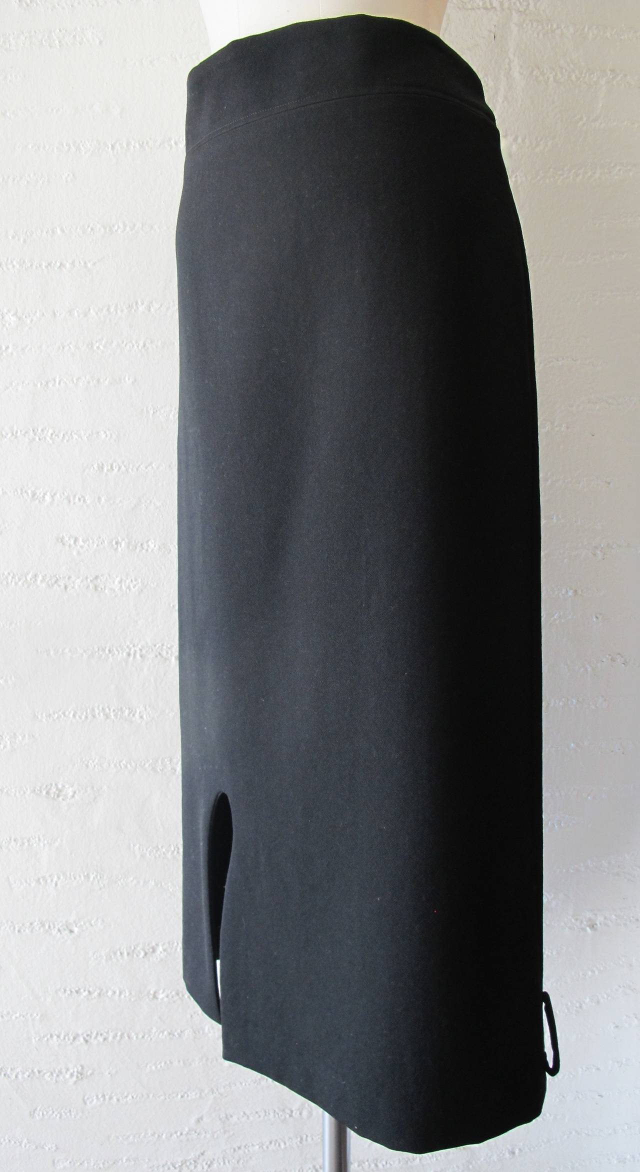 Yohji Yamamoto Black Long Wool Skirt For Sale 1