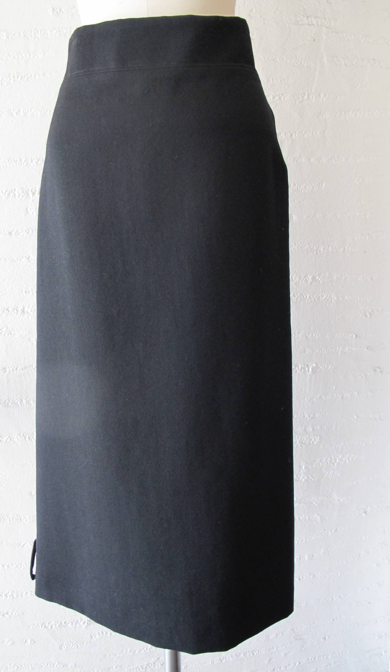 Yohji Yamamoto Black Long Wool Skirt For Sale 2