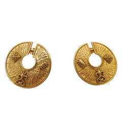 Dominique Aurientis "Paris" Large Clip-On Gold Plated Earrings