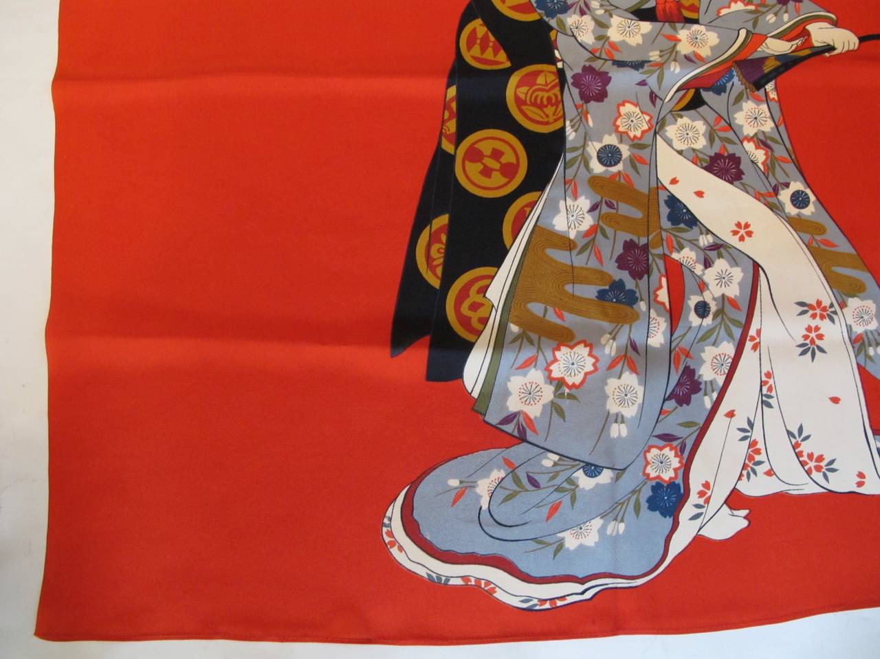 Red 1940's Japanese Scarf Owned by Secretary to Commander General Douglas MacArthur