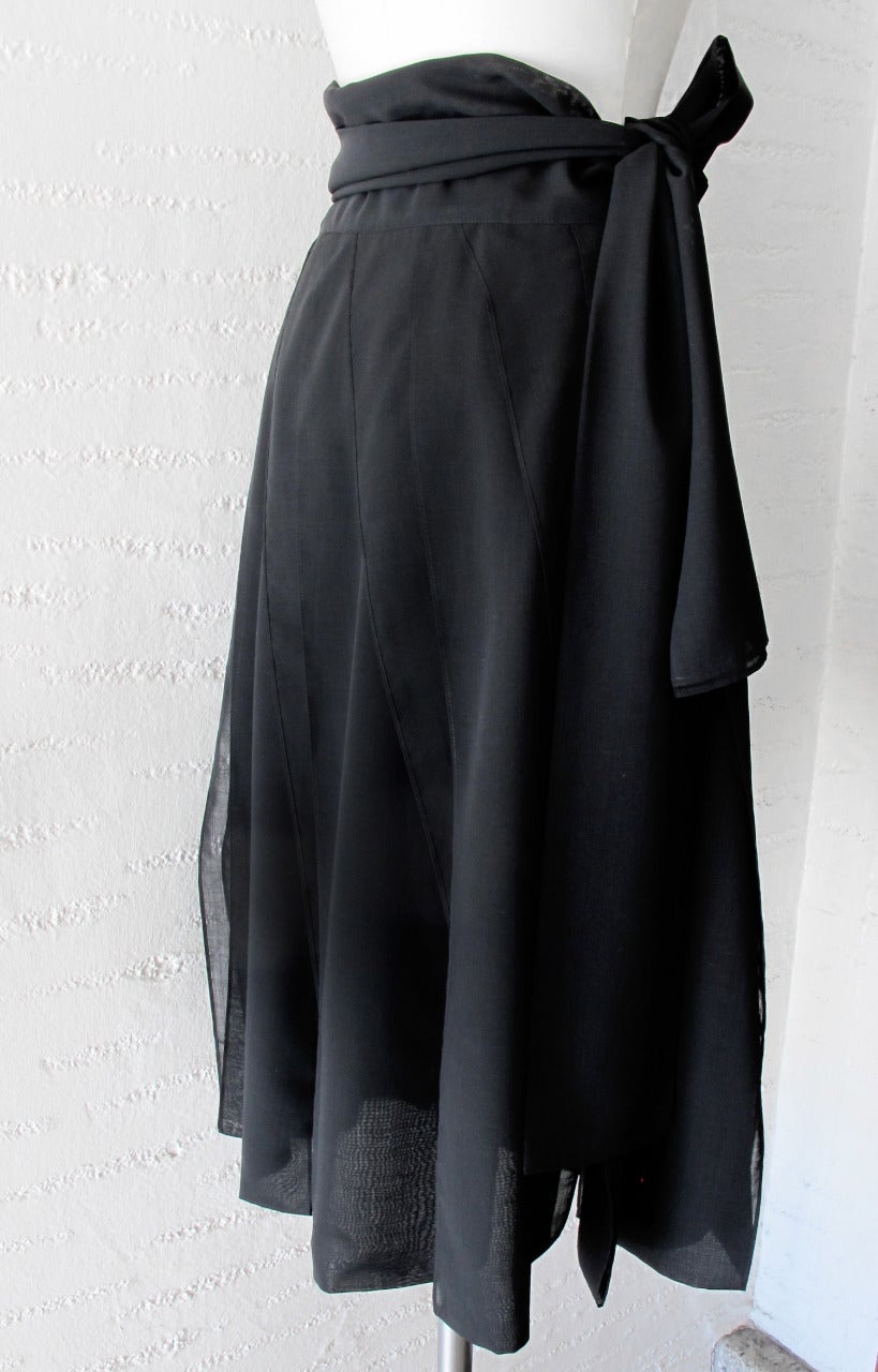 Issey Miyake Wrap Around Paneled Black Skirt For Sale 1