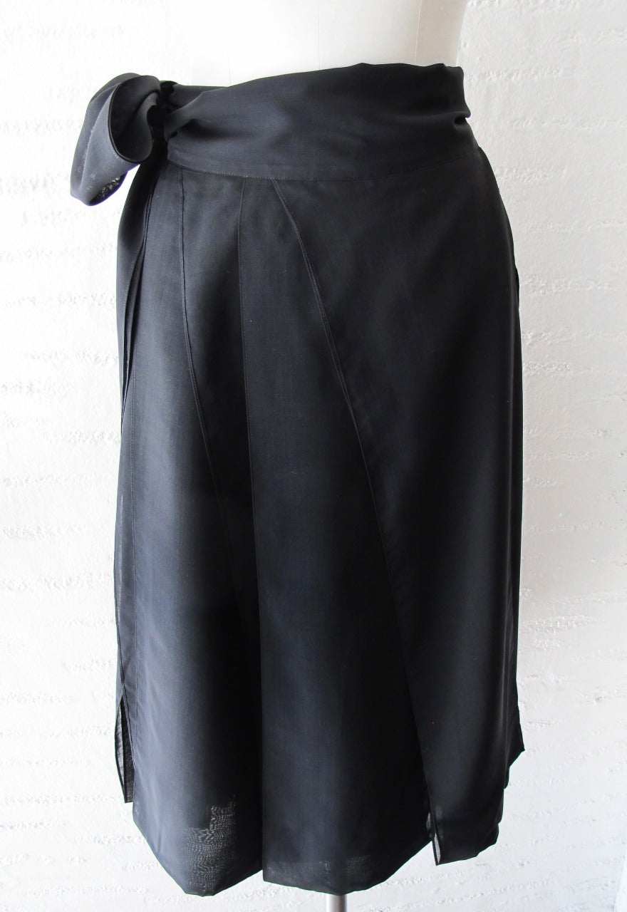 Women's Issey Miyake Wrap Around Paneled Black Skirt For Sale