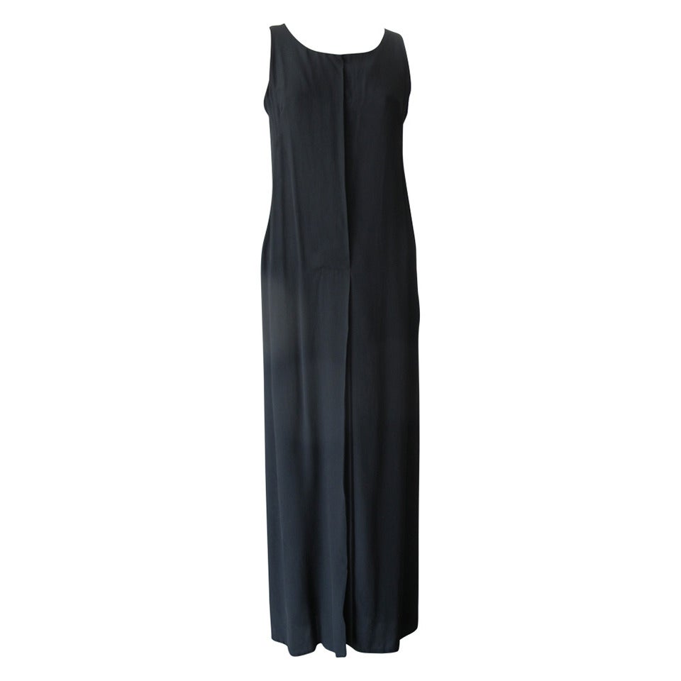 New 1980's Yohji Yamamoto Sleeveless Long Black Dress For Sale