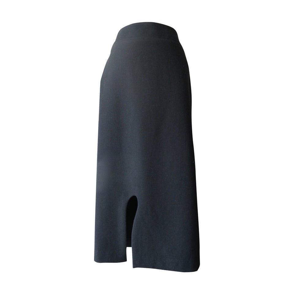 Yohji Yamamoto Black Long Wool Skirt For Sale