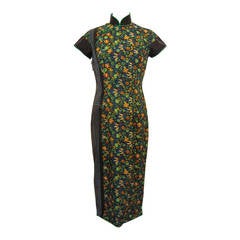 New-Old Qipao Stylish, Tight Fitting Brown Floral Dress