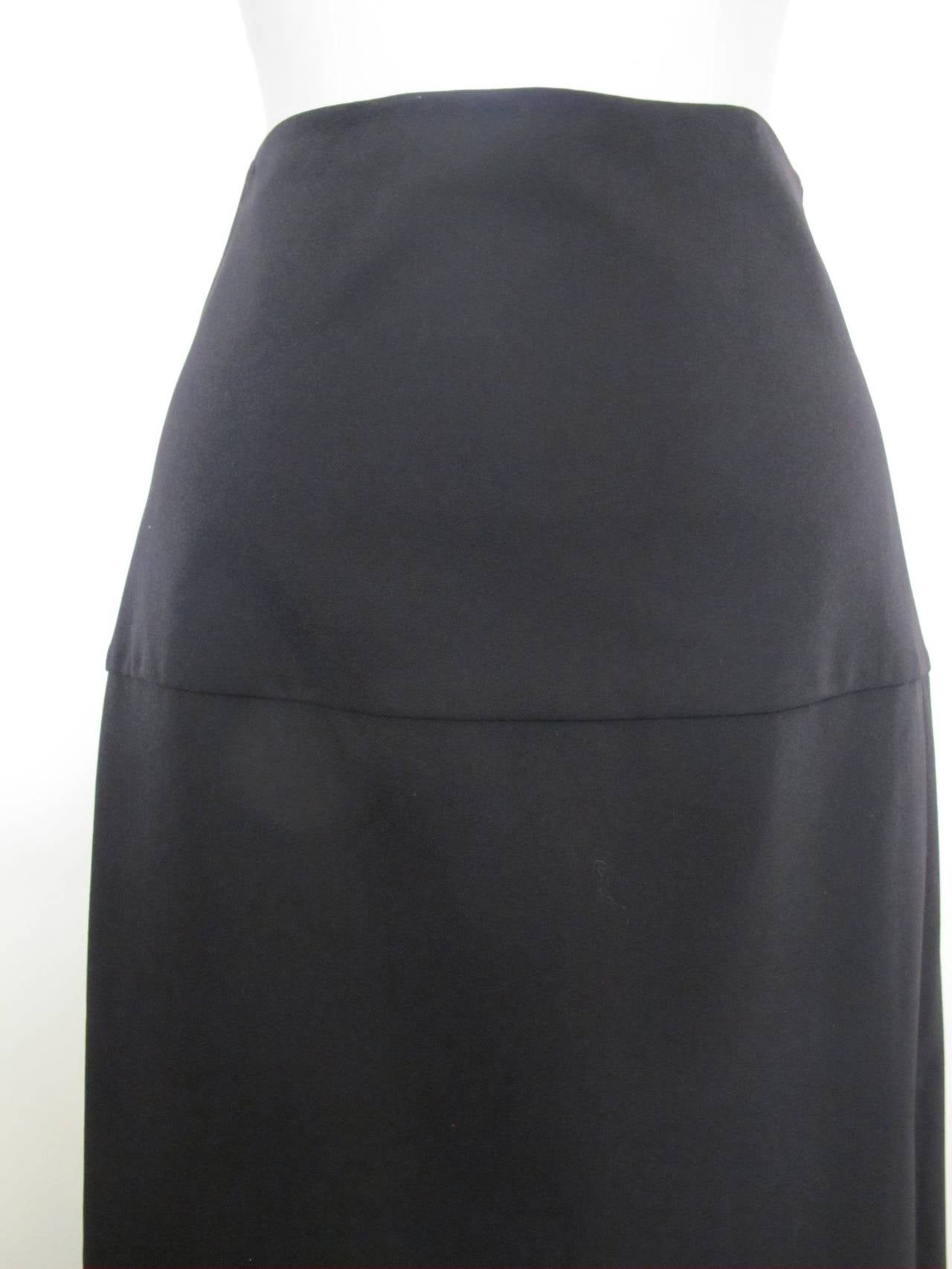 Women's Costume National Chic Long Black Skirt with Slit For Sale