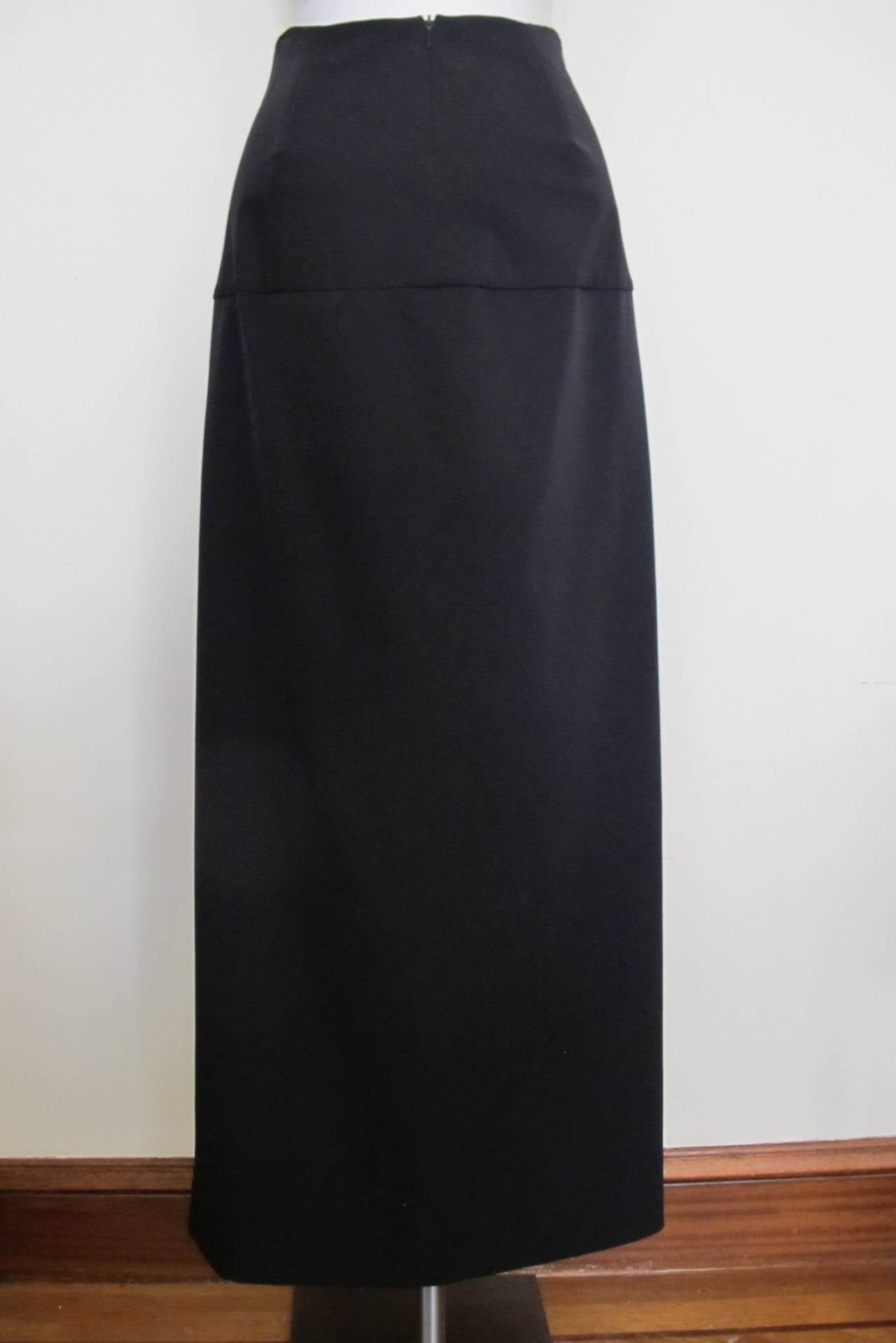 Costume National Chic Long Black Skirt with Slit For Sale 2