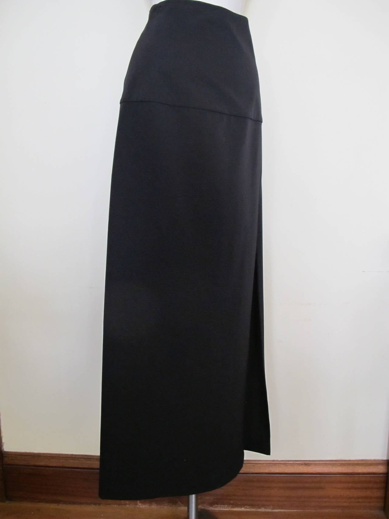 Costume National Chic Long Black Skirt with Slit For Sale 4