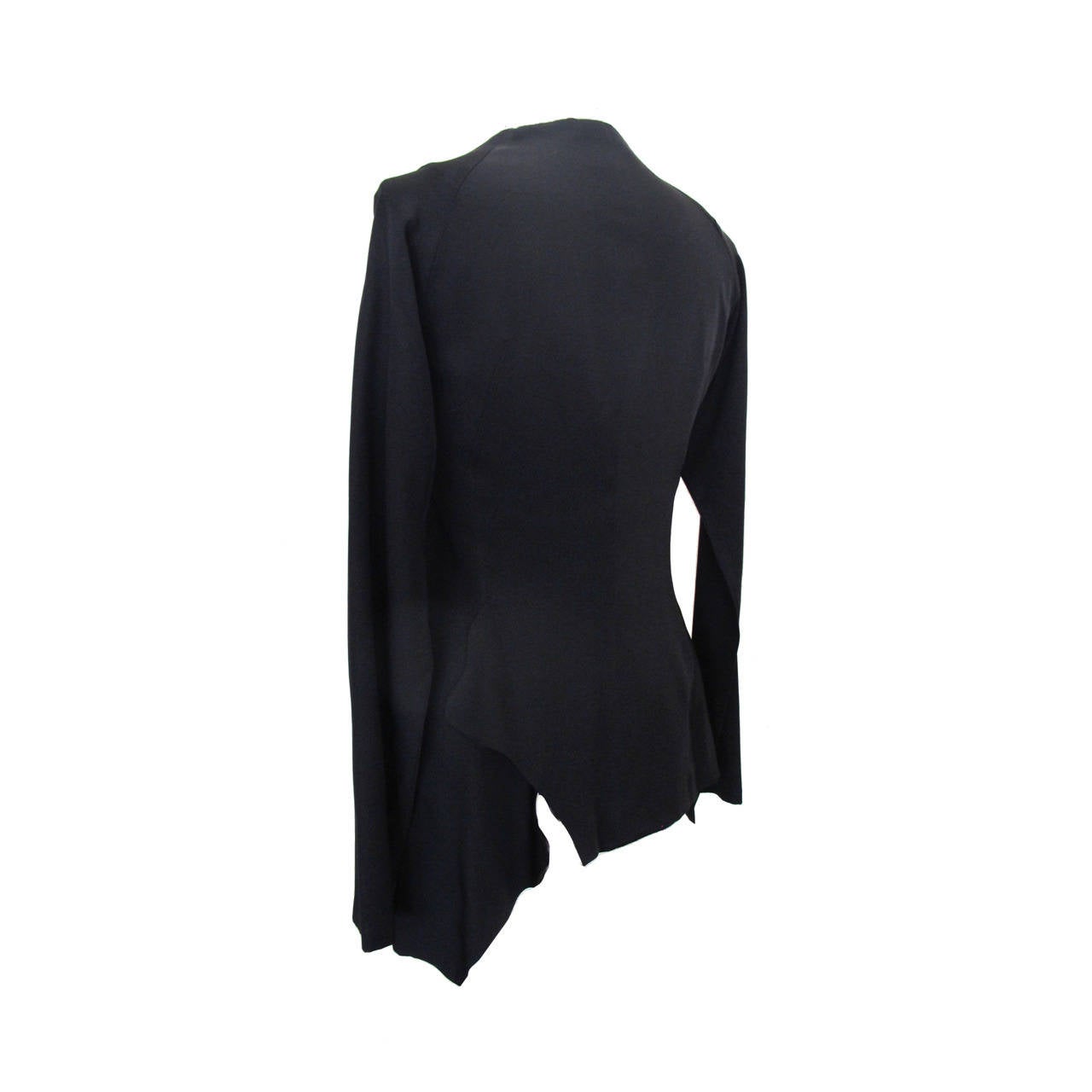 Yohji Yamamoto Black Raglin Sleeve Asymmetrical Jacket For Sale