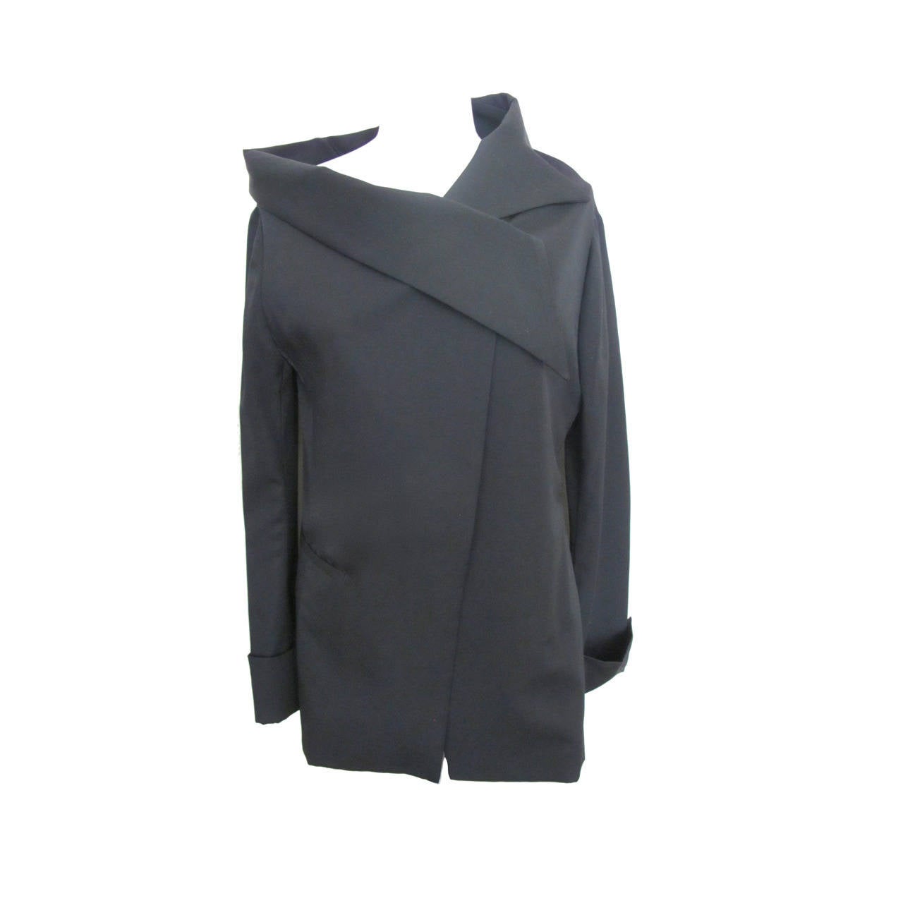 Yohji Yamamoto Black Asymmetrical Jacket For Sale